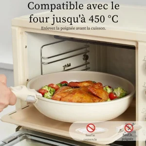 Batterie de cuisine avec poignées détachables