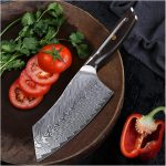 Couteau de cuisine en acier Damas, design moderne