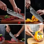 Couteau Xtuo santoku, idéal pour trancher et hacher