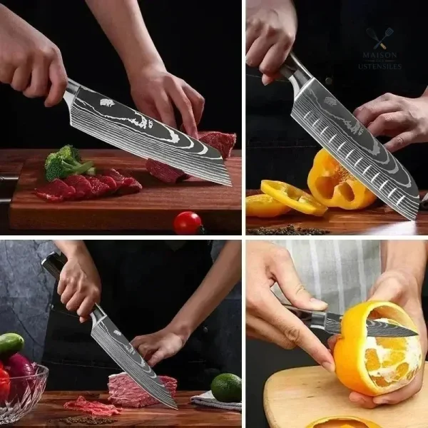 Couteau Xtuo santoku, idéal pour trancher et hacher