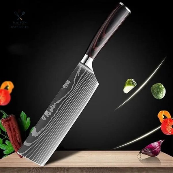 Couteau santoku de cuisine, design Xtuo élégant