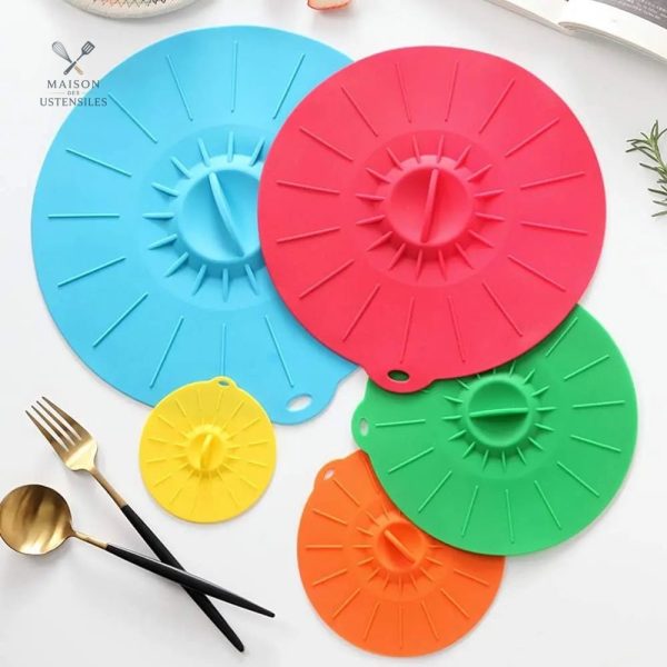 Couvercle en silicone flexible pour pots et bols