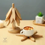 Dessous de verre chaud en bois en forme d'arbre
