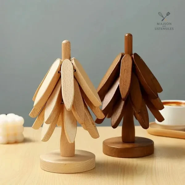 Dessous de verre design arbre en bois pour les chefs