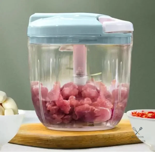 Hachoir à viande manuel en couleur bleue, pratique et efficace