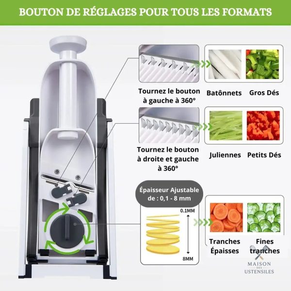 Ustensile de cuisine multifonction pour trancher en toute sécurité