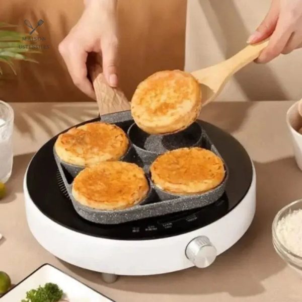 Poêle inox 4 compartiments pour pancakes délicieux