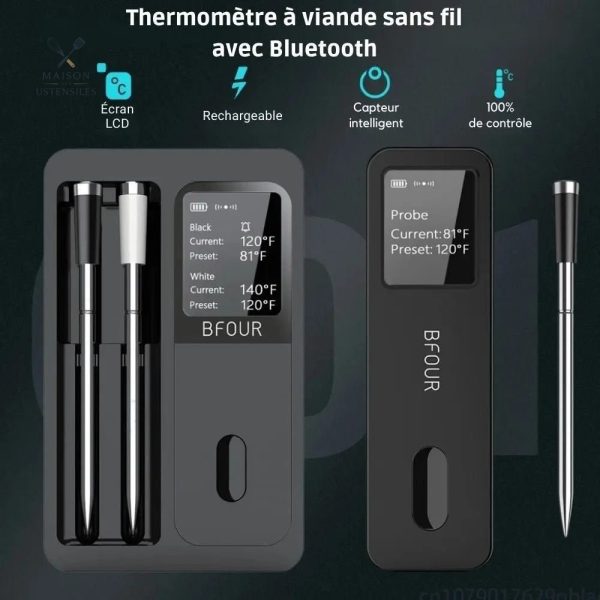 Thermomètre Bluetooth pour cuisson précise des viandes